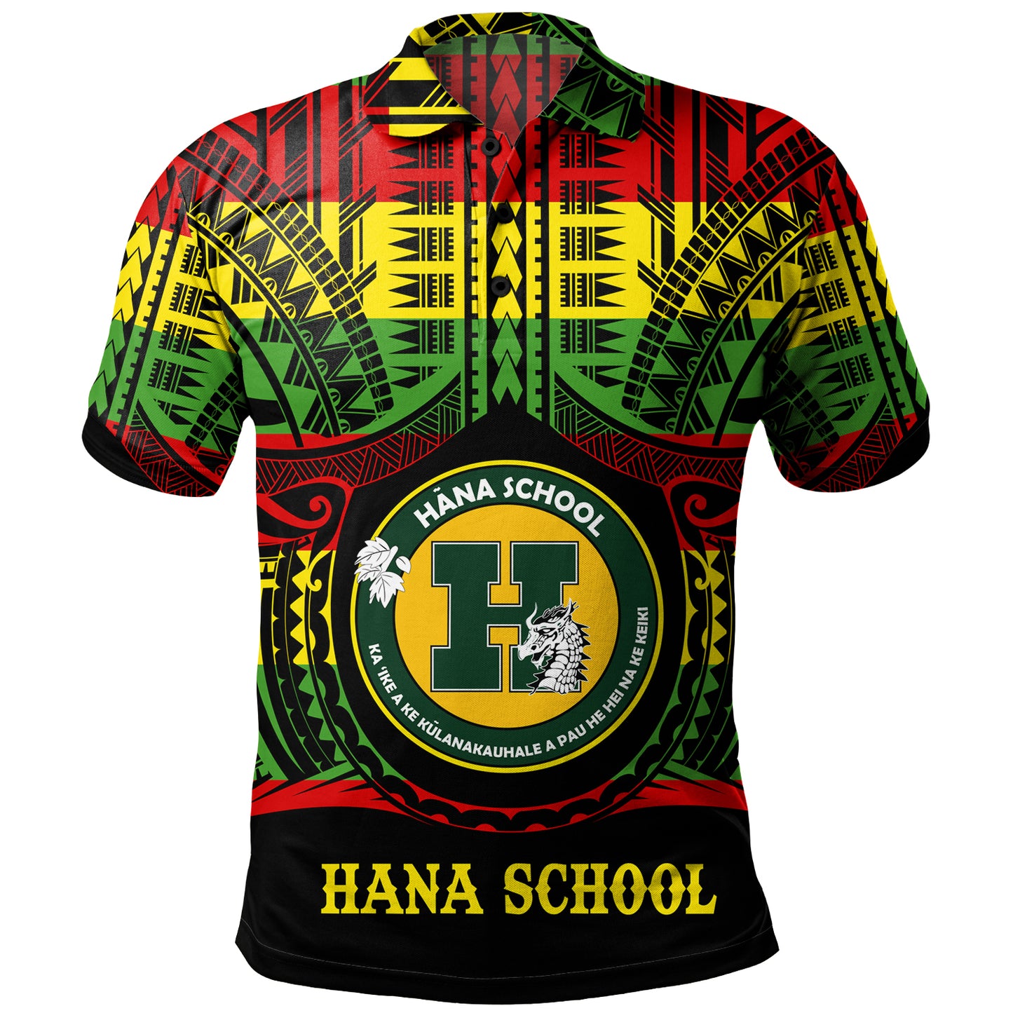 Hawaii Polo Shirt Hana High and Elementary School Reggae Color Polynesian