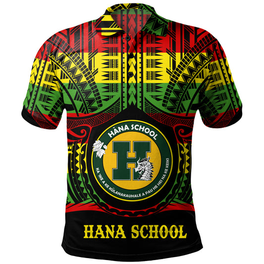 Hawaii Polo Shirt Hana High and Elementary School Reggae Color Polynesian