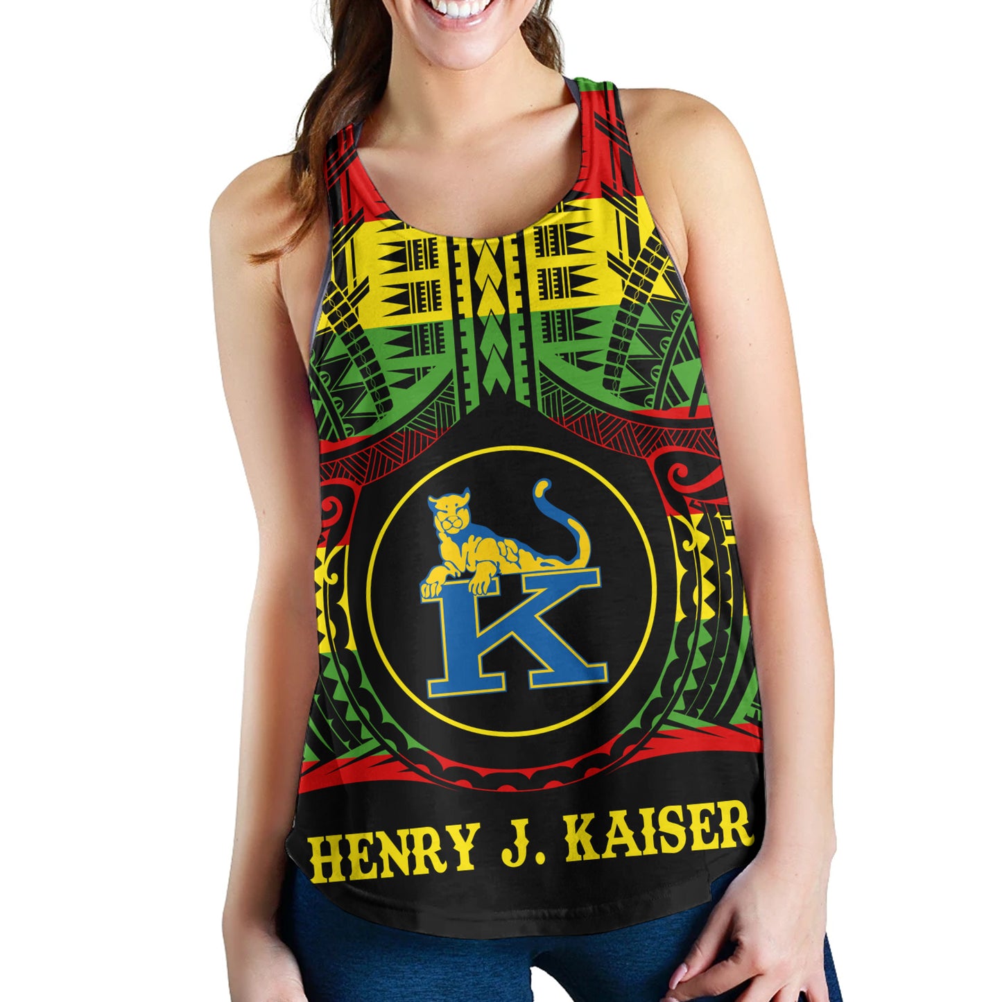 Hawaii Women Tank Henry J. Kaiser High School Reggae Color Polynesian
