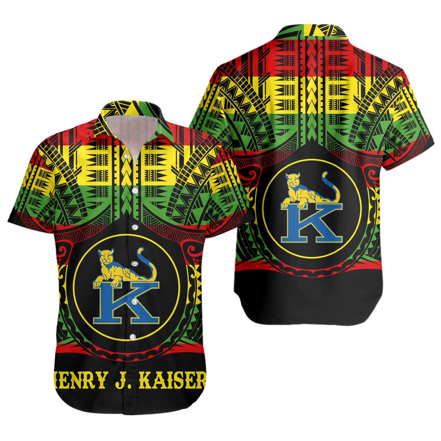Hawaii Short Sleeve Shirt Henry J. Kaiser High School Reggae Color Polynesian