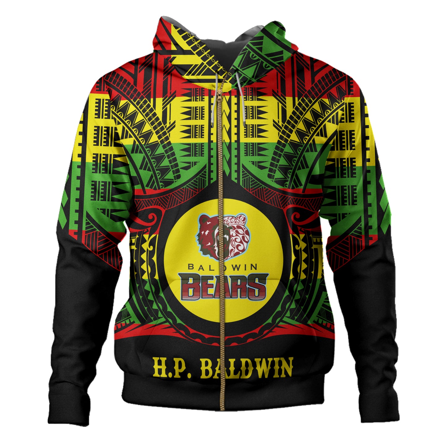 Hawaii Hoodie Henry Perrine Baldwin High School Reggae Color Polynesian