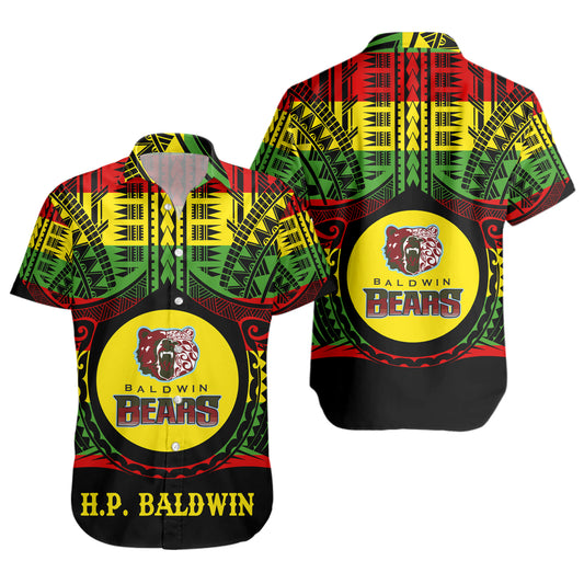 Hawaii Short Sleeve Shirt Henry Perrine Baldwin High School Reggae Color Polynesian