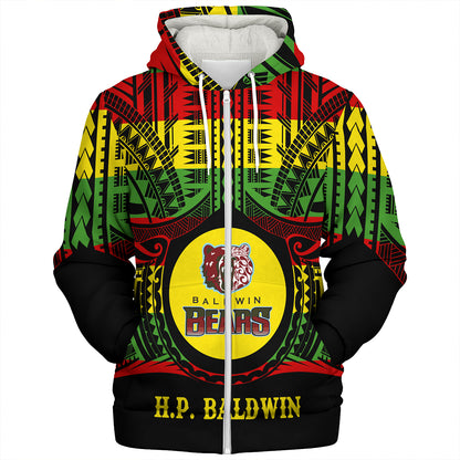Hawaii Sherpa Hoodie Henry Perrine Baldwin High School Reggae Color Polynesian