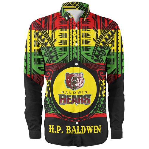 Hawaii Long Sleeve Shirt Henry Perrine Baldwin High School Reggae Color Polynesian