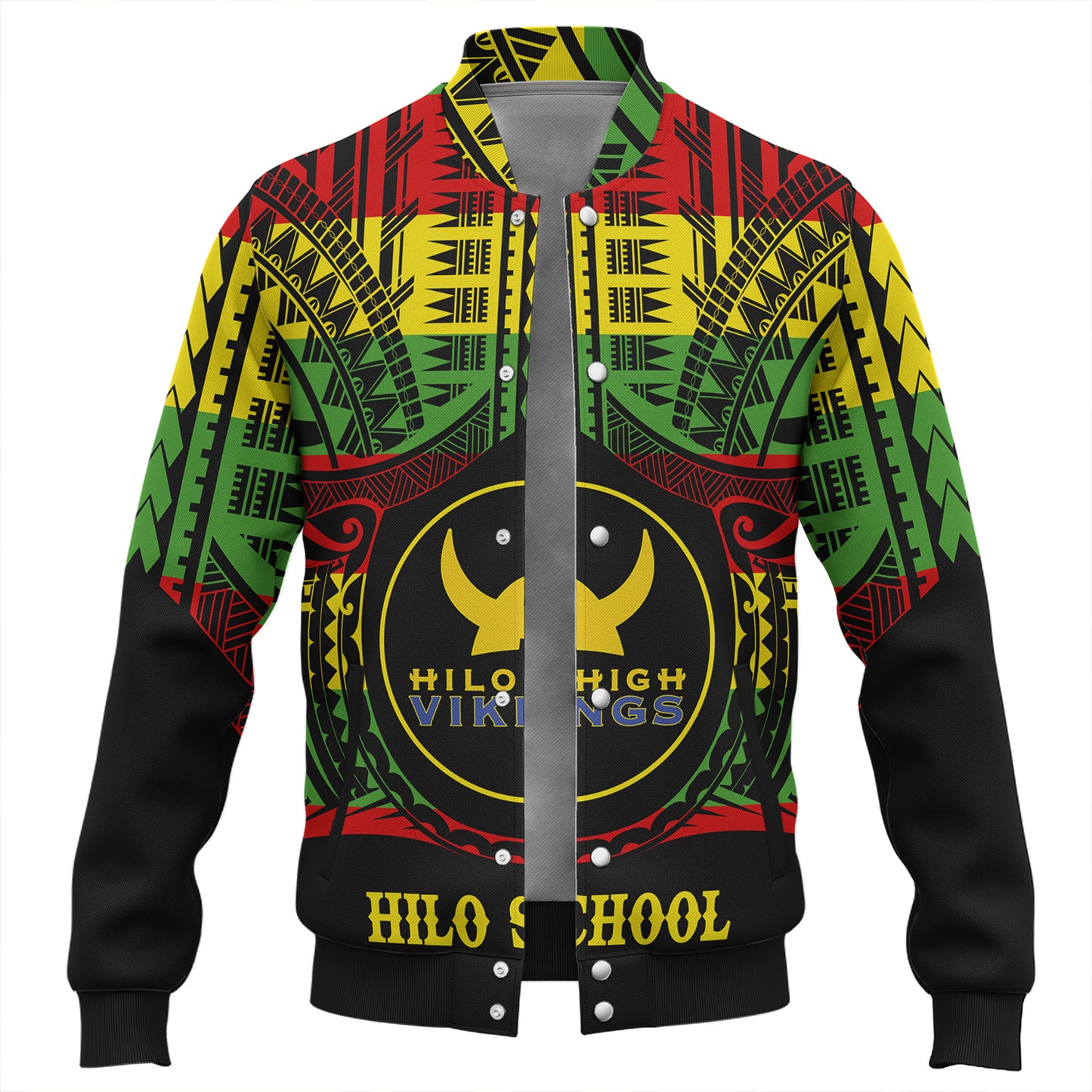 Hawaii Baseball Jacket Hilo High School Reggae Color Polynesian