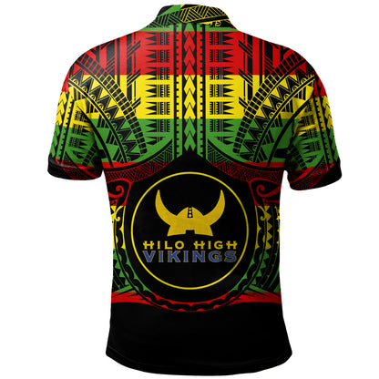 Hawaii Polo Shirt Hilo High School Reggae Color Polynesian