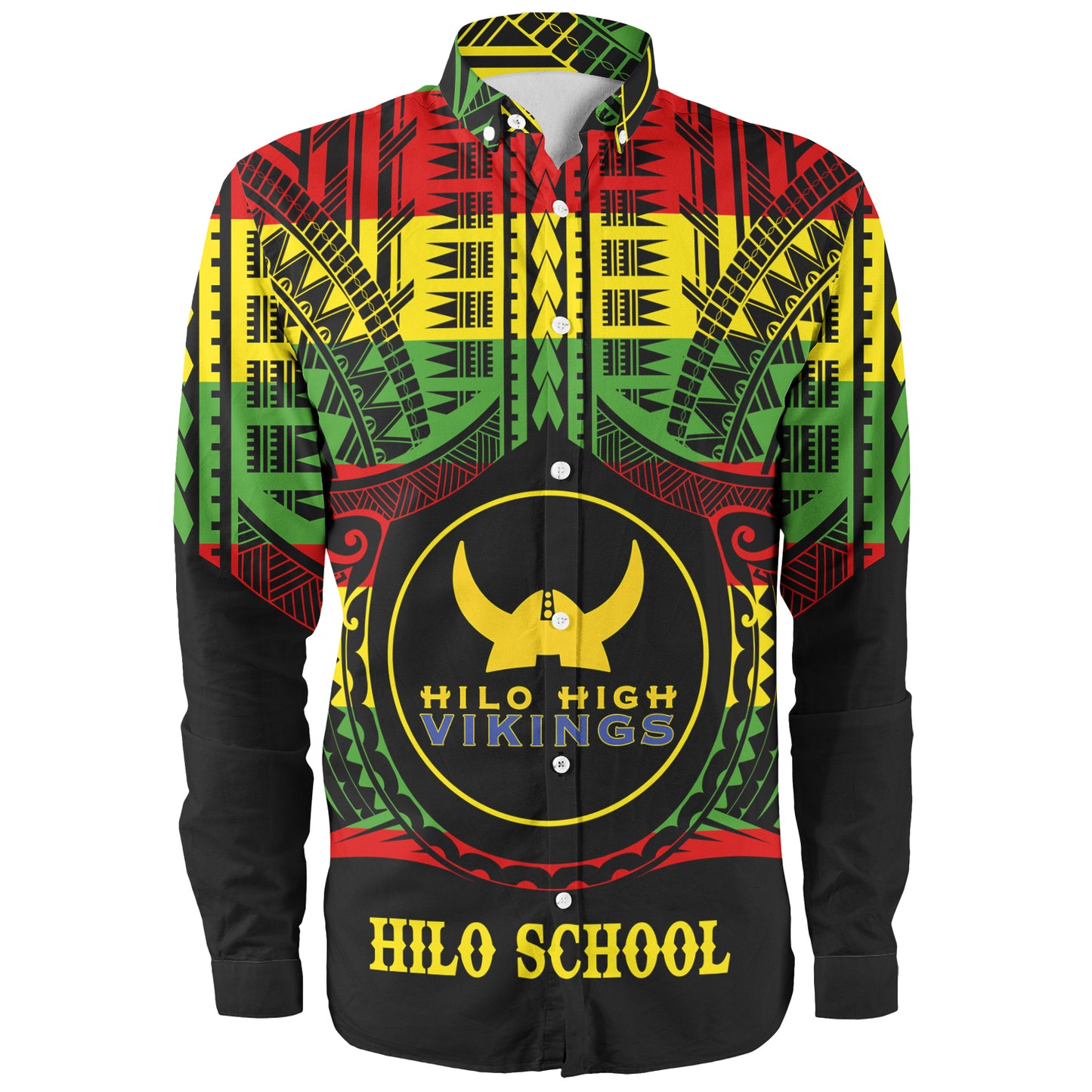Hawaii Long Sleeve Shirt Hilo High School Reggae Color Polynesian