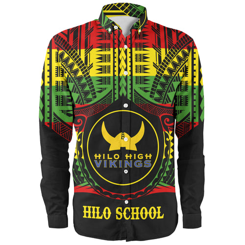 Hawaii Long Sleeve Shirt Hilo High School Reggae Color Polynesian