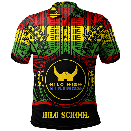 Hawaii Polo Shirt Hilo High School Reggae Color Polynesian