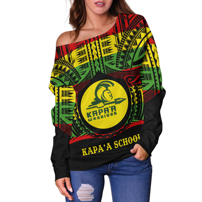 Hawaii Off Shoulder Sweatshirt Kapaa High School Reggae Color Polynesian