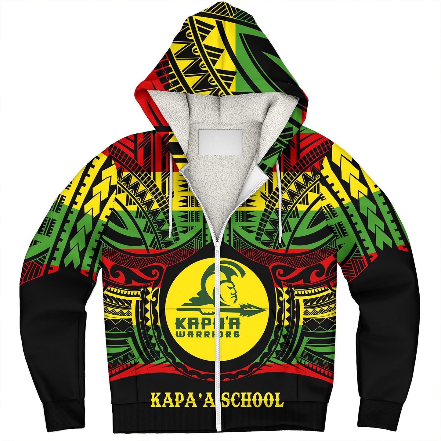 Hawaii Sherpa Hoodie Kapaa High School Reggae Color Polynesian