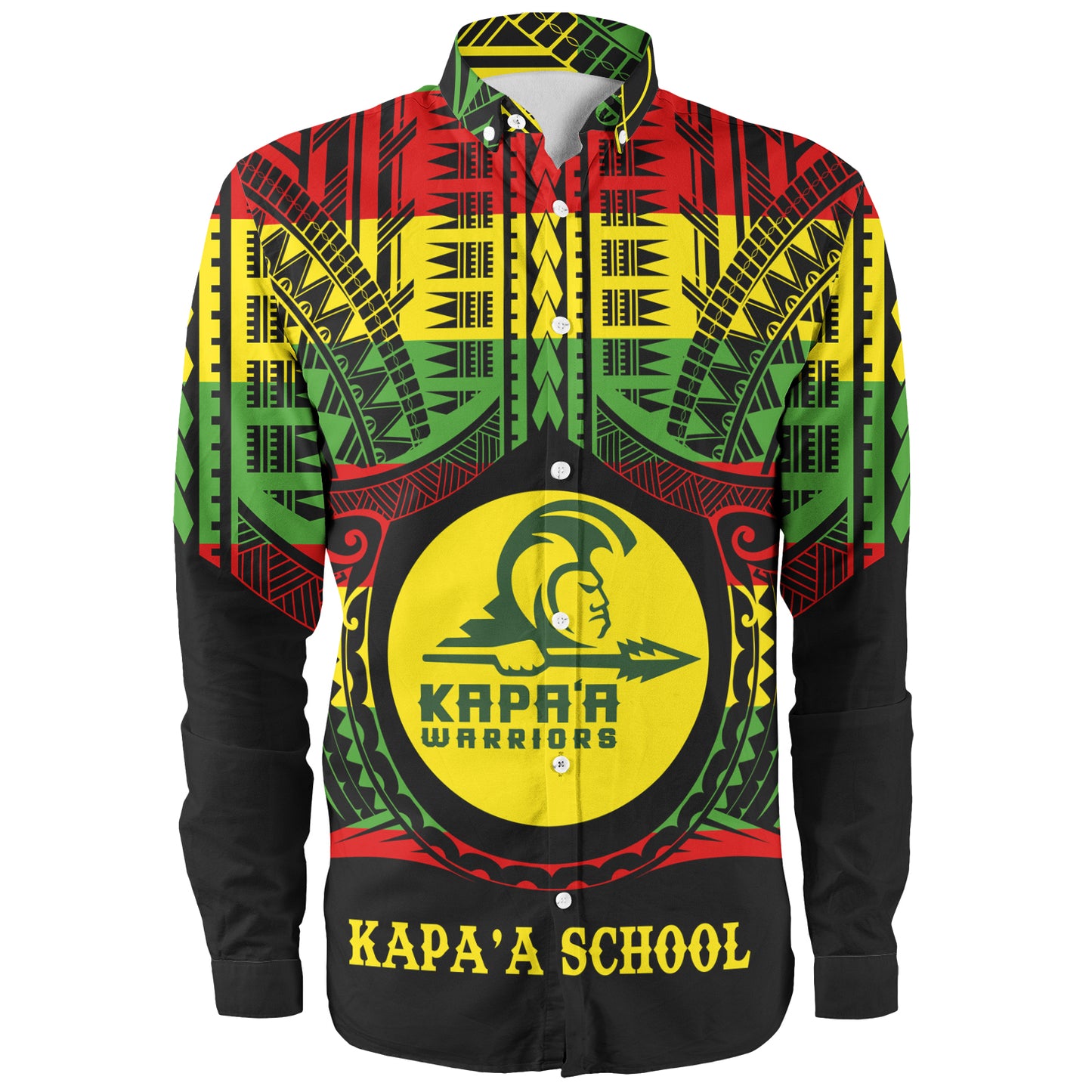 Hawaii Long Sleeve Shirt Kapaa High School Reggae Color Polynesian