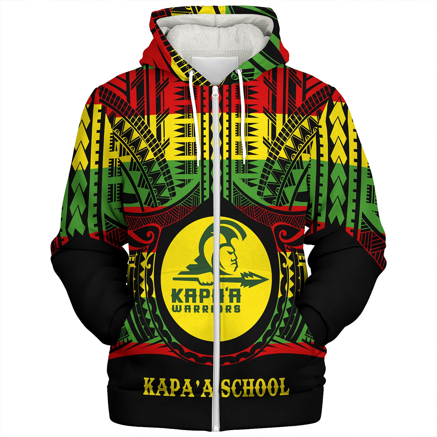 Hawaii Sherpa Hoodie Kapaa High School Reggae Color Polynesian