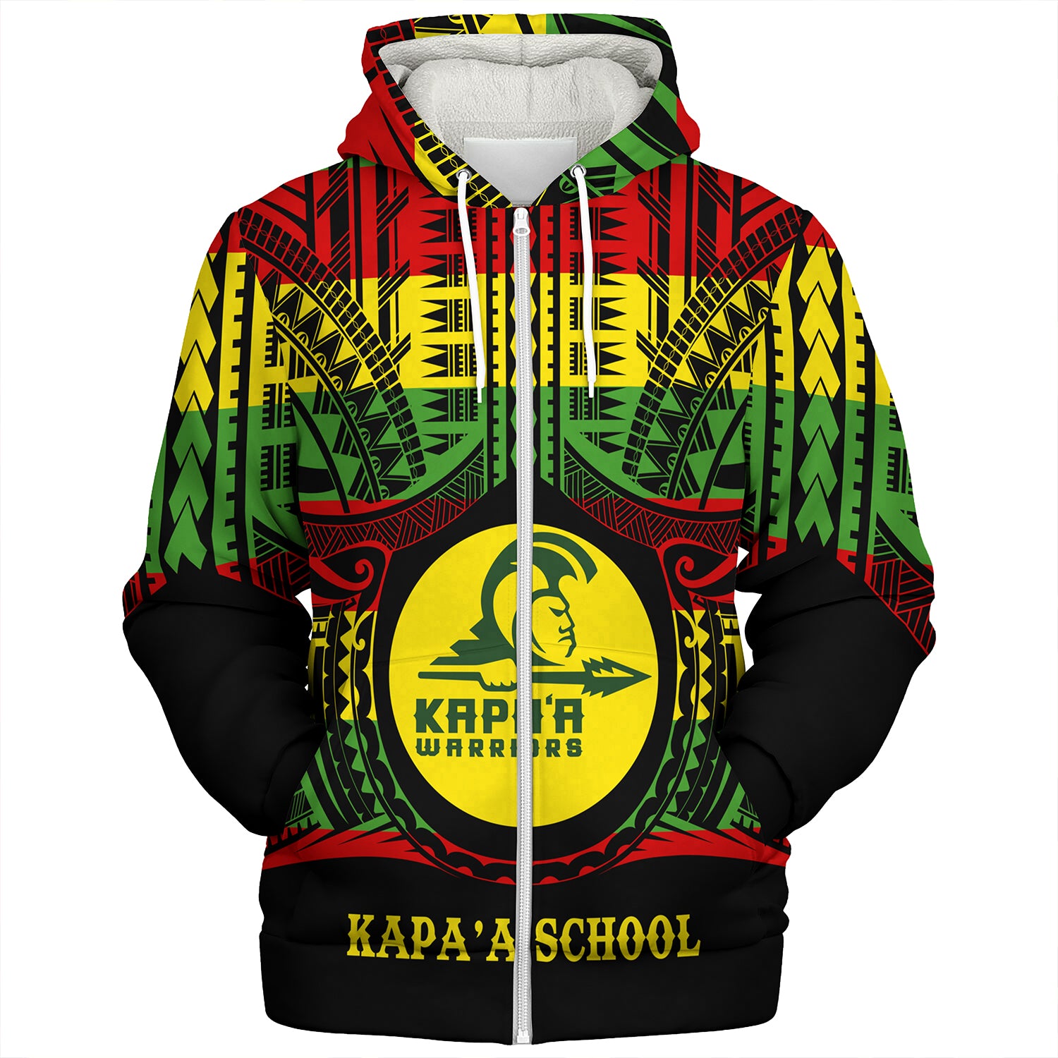 Hawaii Sherpa Hoodie Kapaa High School Reggae Color Polynesian
