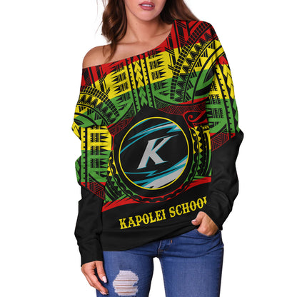 Hawaii Off Shoulder Sweatshirt Kapolei High School Reggae Color Polynesian