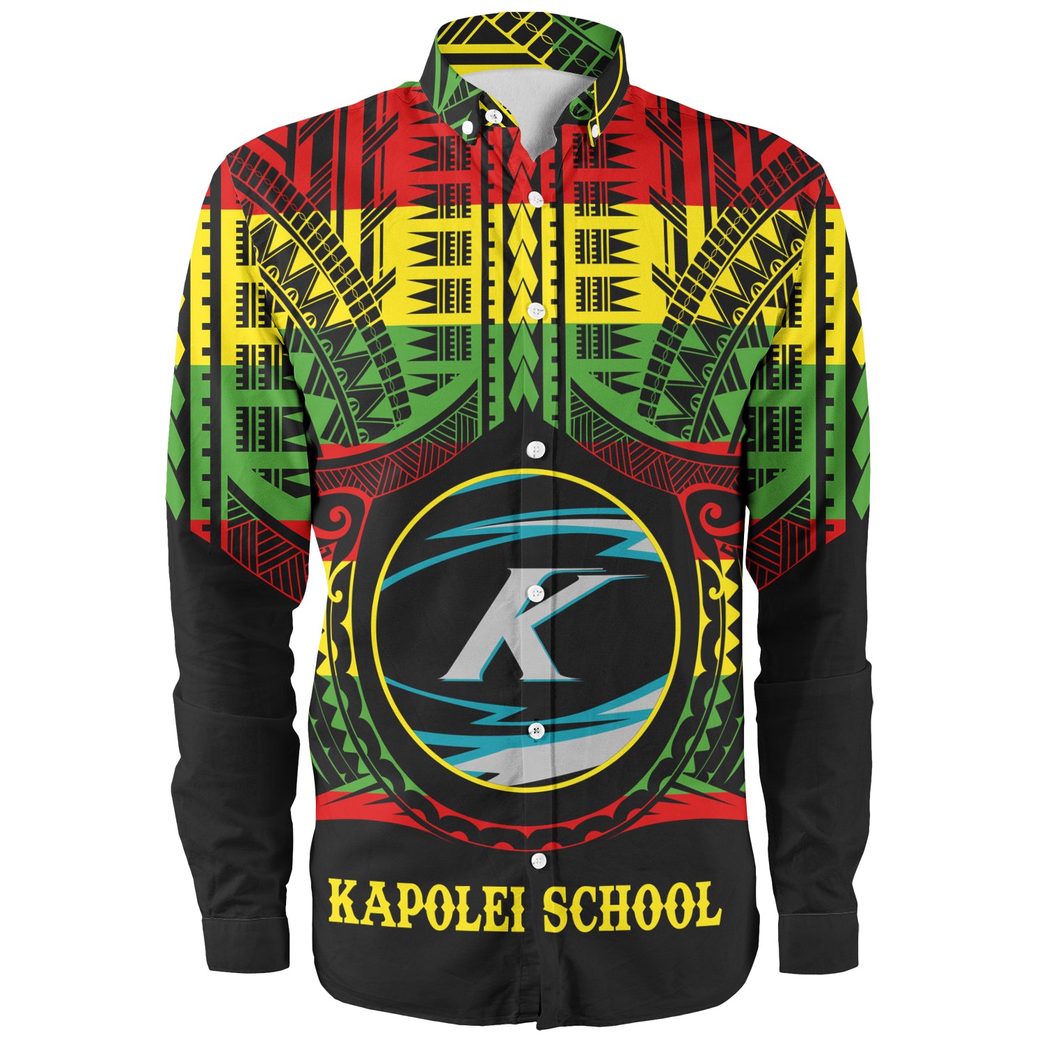 Hawaii Long Sleeve Shirt Kapolei High School Reggae Color Polynesian
