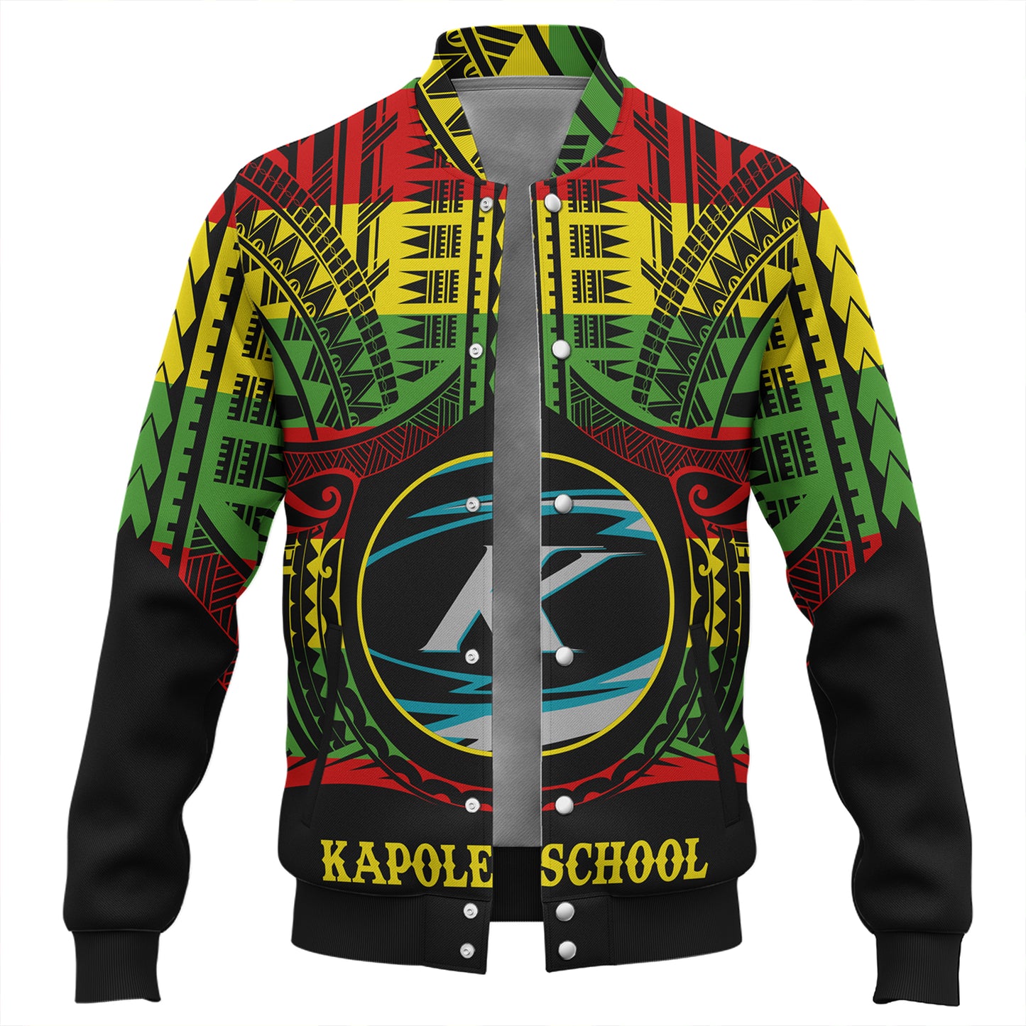 Hawaii Baseball Jacket Kapolei High School Reggae Color Polynesian