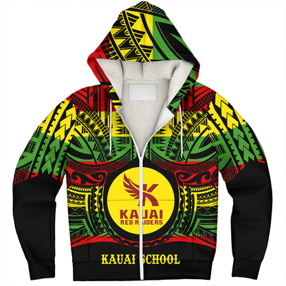 Hawaii Sherpa Hoodie Kauai High School Reggae Color Polynesian