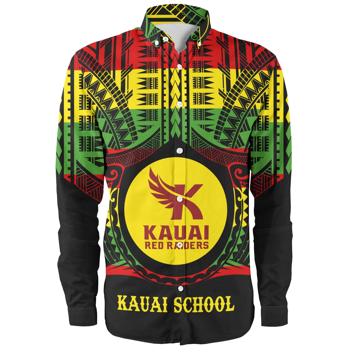 Hawaii Long Sleeve Shirt Kauai High School Reggae Color Polynesian