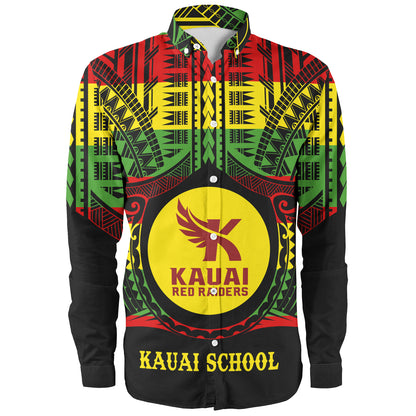 Hawaii Long Sleeve Shirt Kauai High School Reggae Color Polynesian