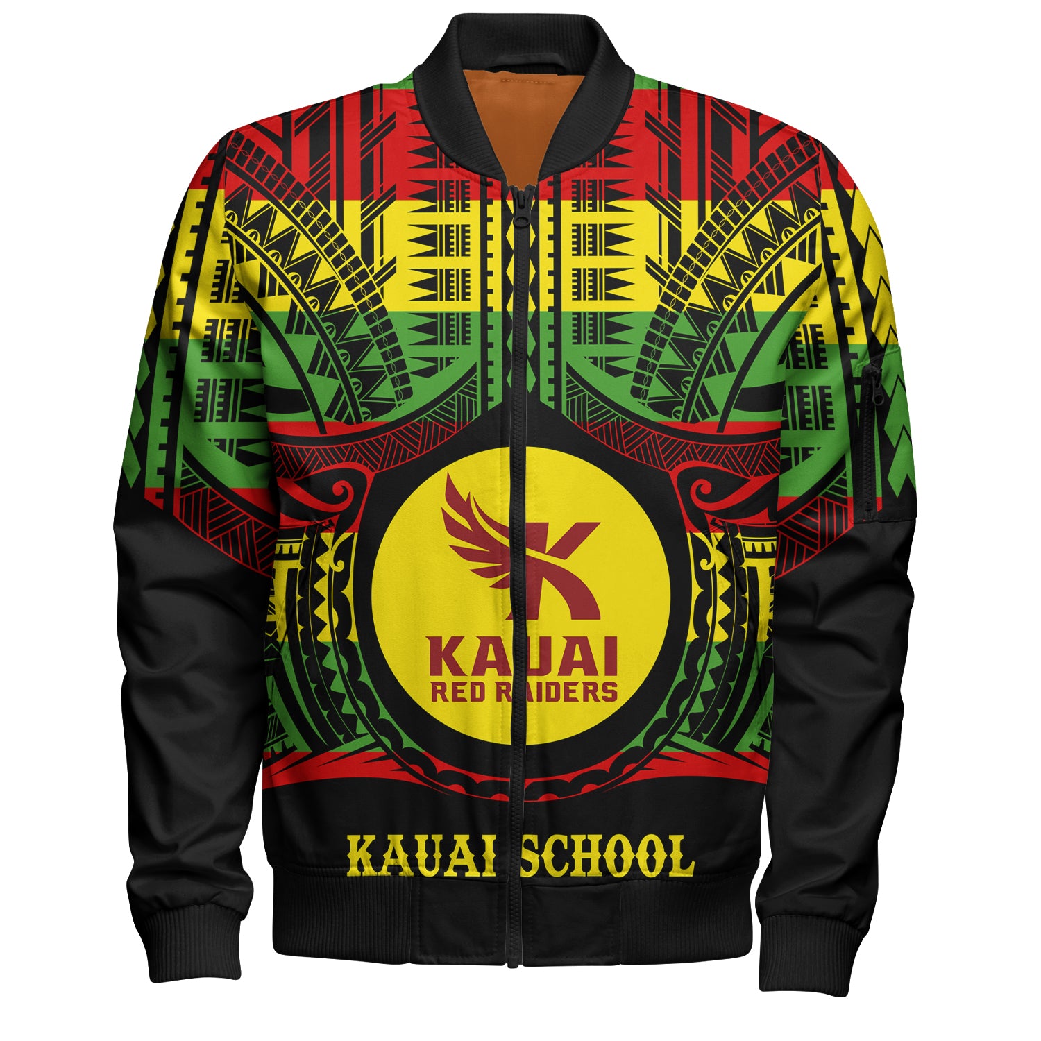 Hawaii Bomber Jacket Kauai High School Reggae Color Polynesian
