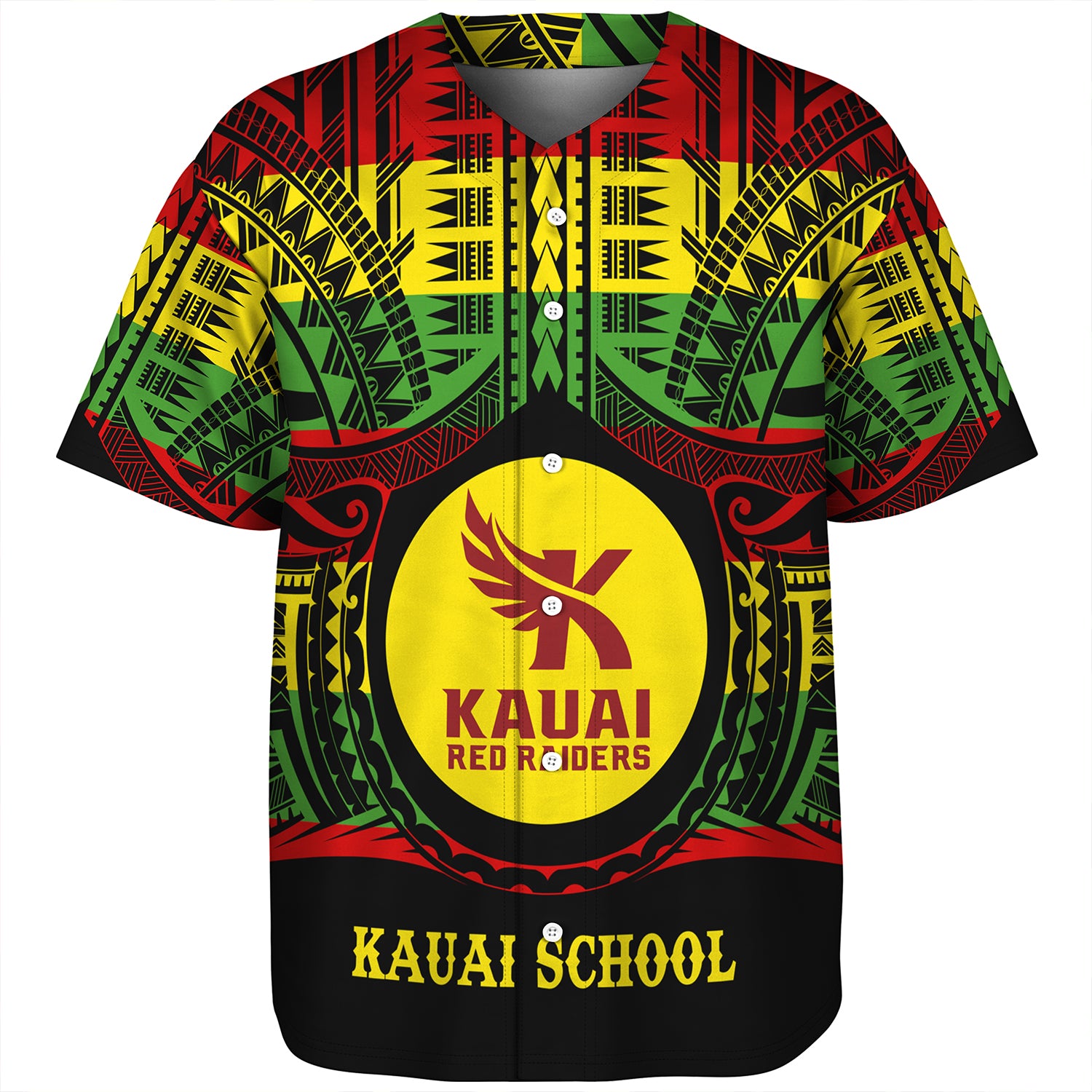 Hawaii Baseball Shirt Kauai High School Reggae Color Polynesian