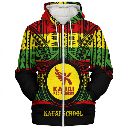 Hawaii Sherpa Hoodie Kauai High School Reggae Color Polynesian