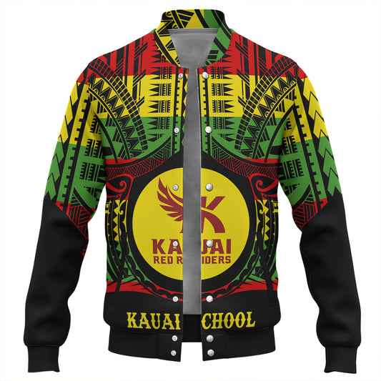 Hawaii Baseball Jacket Kauai High School Reggae Color Polynesian