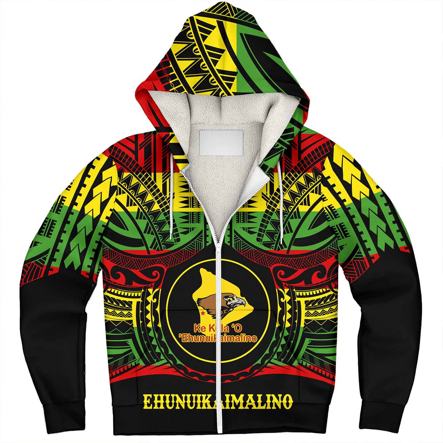 Hawaii Sherpa Hoodie Ke Kula o Ehunuikaimalino Reggae Color Polynesian