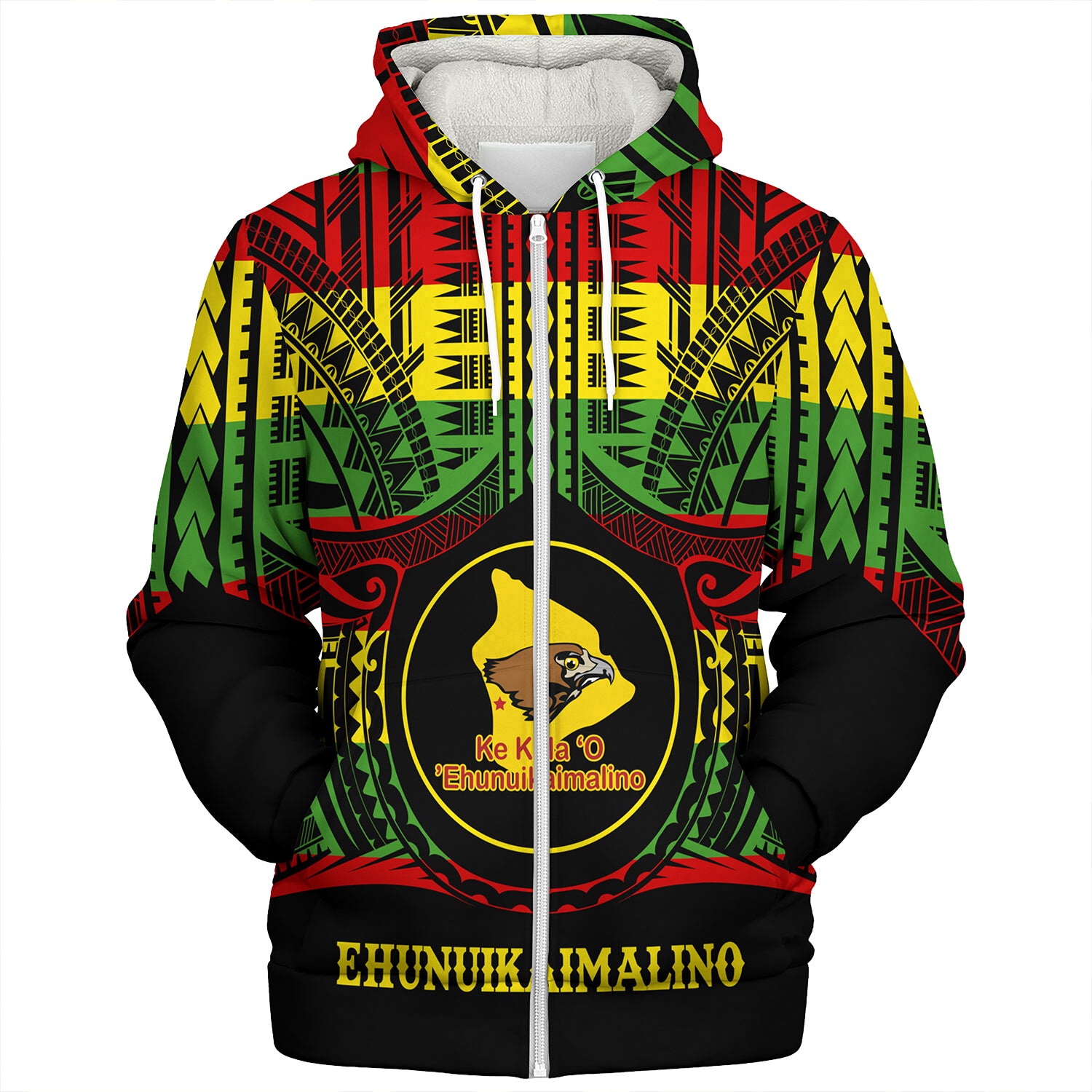 Hawaii Sherpa Hoodie Ke Kula o Ehunuikaimalino Reggae Color Polynesian