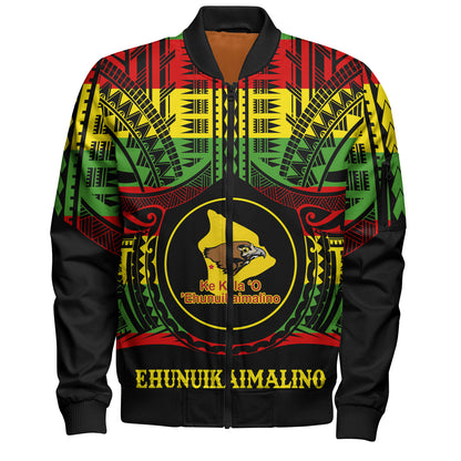 Hawaii Bomber Jacket Ke Kula o Ehunuikaimalino Reggae Color Polynesian