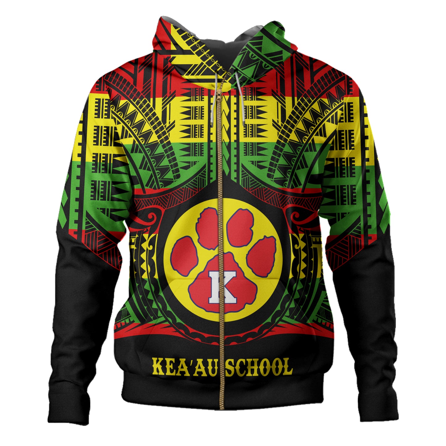 Hawaii Hoodie Keaau High School Reggae Color Polynesian