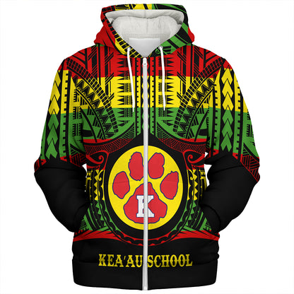 Hawaii Sherpa Hoodie Keaau High School Reggae Color Polynesian