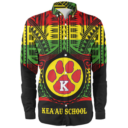 Hawaii Long Sleeve Shirt Keaau High School Reggae Color Polynesian