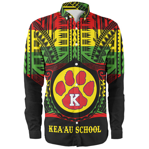 Hawaii Long Sleeve Shirt Keaau High School Reggae Color Polynesian