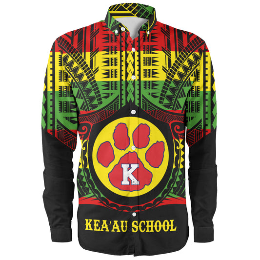 Hawaii Long Sleeve Shirt Keaau High School Reggae Color Polynesian