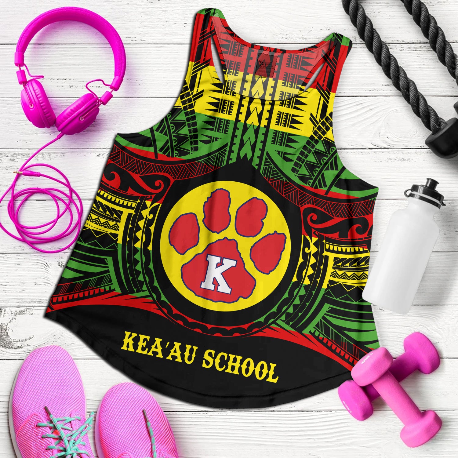 Hawaii Women Tank Keaau High School Reggae Color Polynesian