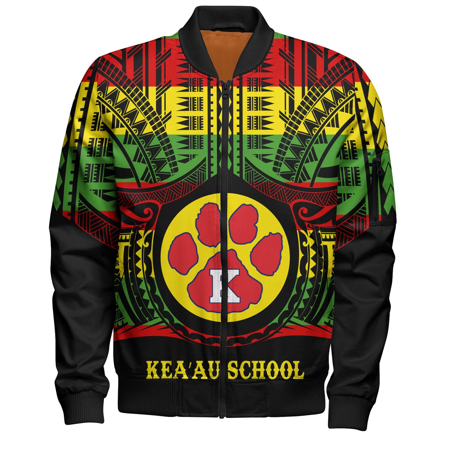 Hawaii Bomber Jacket KeaÊ»au High School Reggae Color Polynesian