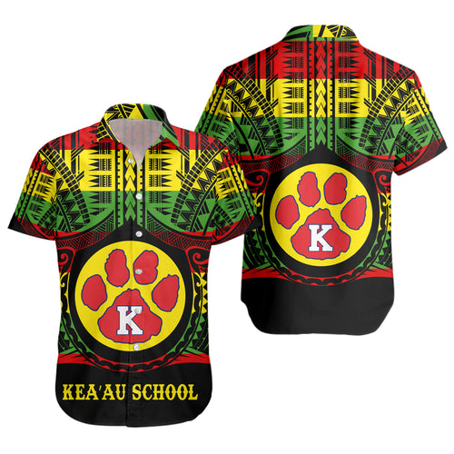 Hawaii Short Sleeve Shirt Keaau High School Reggae Color Polynesian