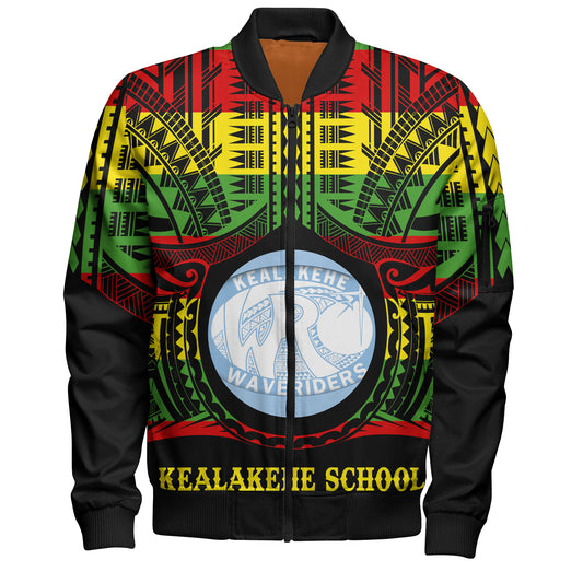 Hawaii Bomber Jacket Kealakehe High School Reggae Color Polynesian