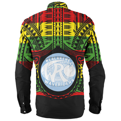 Hawaii Long Sleeve Shirt Kealakehe High School Reggae Color Polynesian