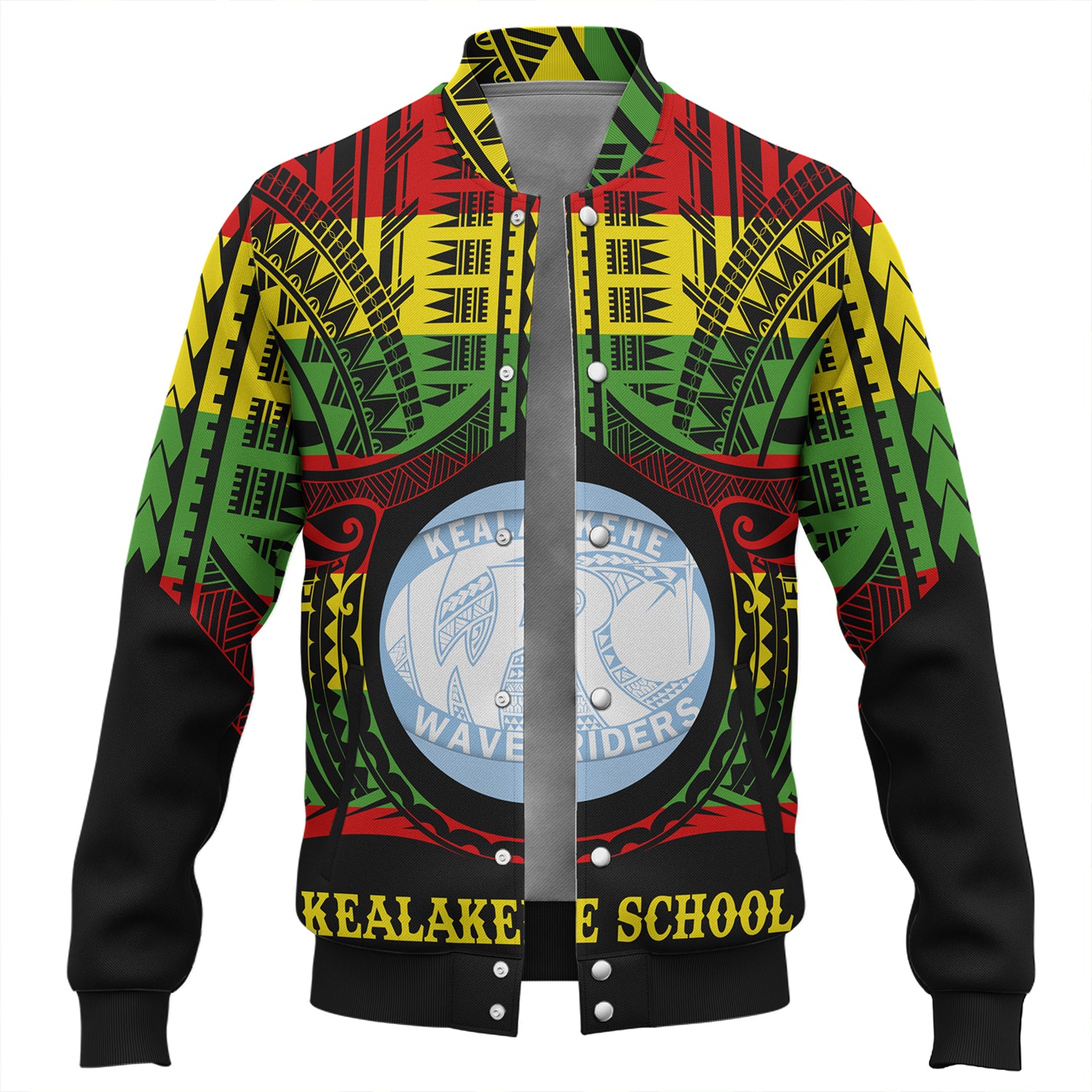 Hawaii Baseball Jacket Kealakehe High School Reggae Color Polynesian