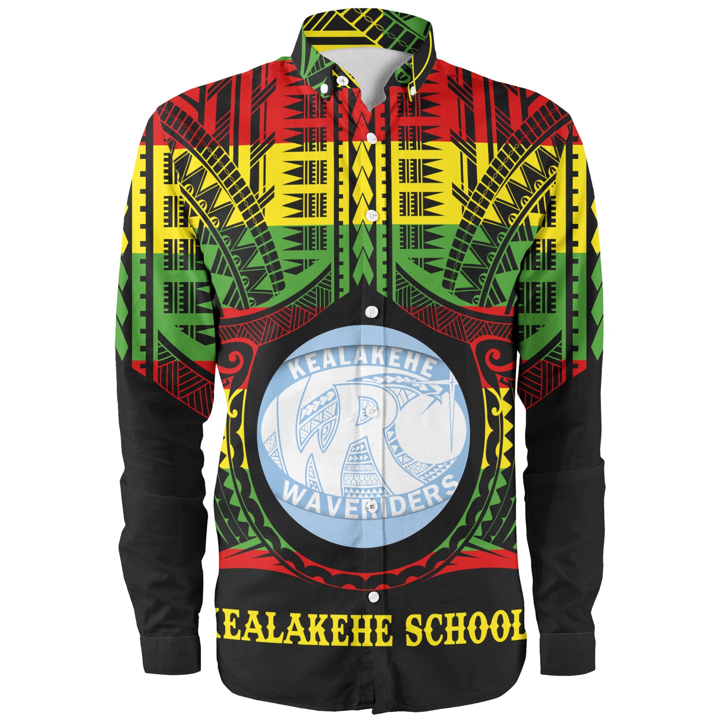 Hawaii Long Sleeve Shirt Kealakehe High School Reggae Color Polynesian