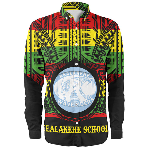 Hawaii Long Sleeve Shirt Kealakehe High School Reggae Color Polynesian