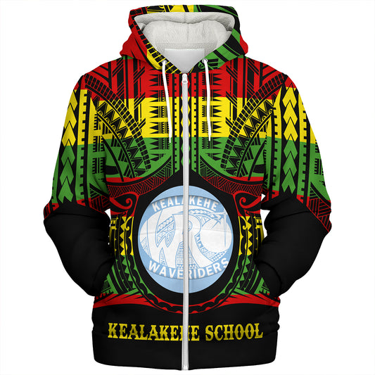 Hawaii Sherpa Hoodie Kealakehe High School Reggae Color Polynesian
