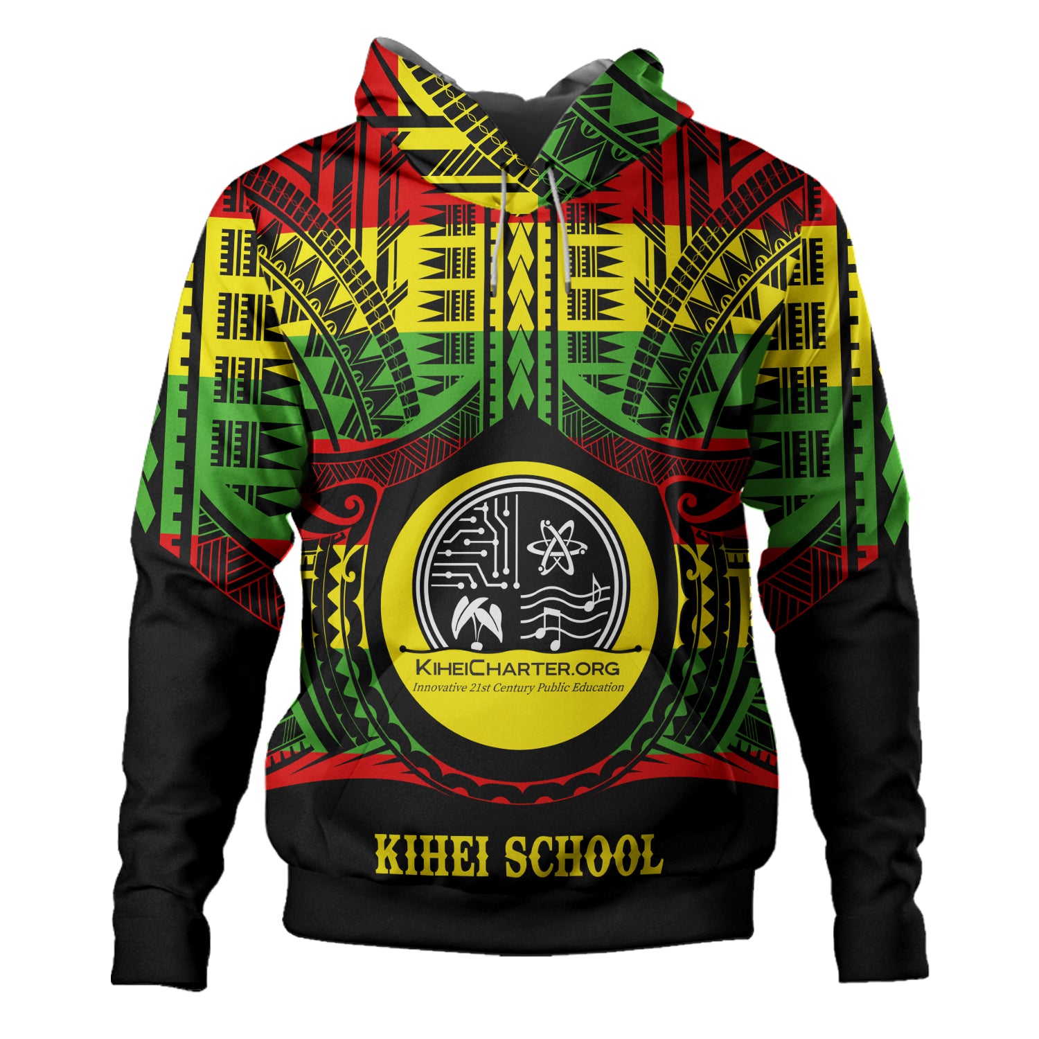 Hawaii Hoodie Kihei Charter School Reggae Color Polynesian