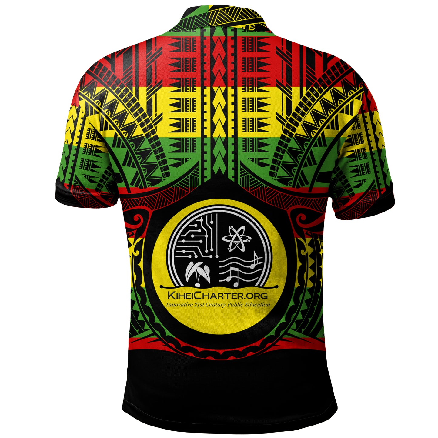 Hawaii Polo Shirt Kihei Charter School Reggae Color Polynesian