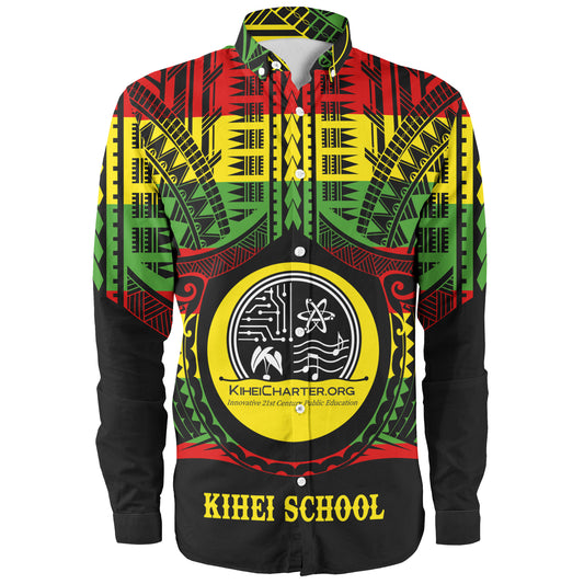 Hawaii Long Sleeve Shirt Kihei Charter School Reggae Color Polynesian