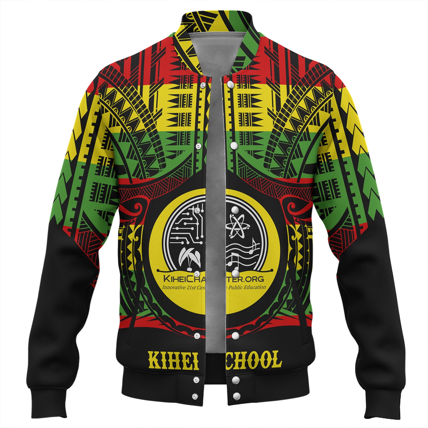 Hawaii Baseball Jacket Kihei Charter School Reggae Color Polynesian