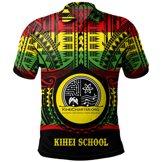 Hawaii Polo Shirt Kihei Charter School Reggae Color Polynesian